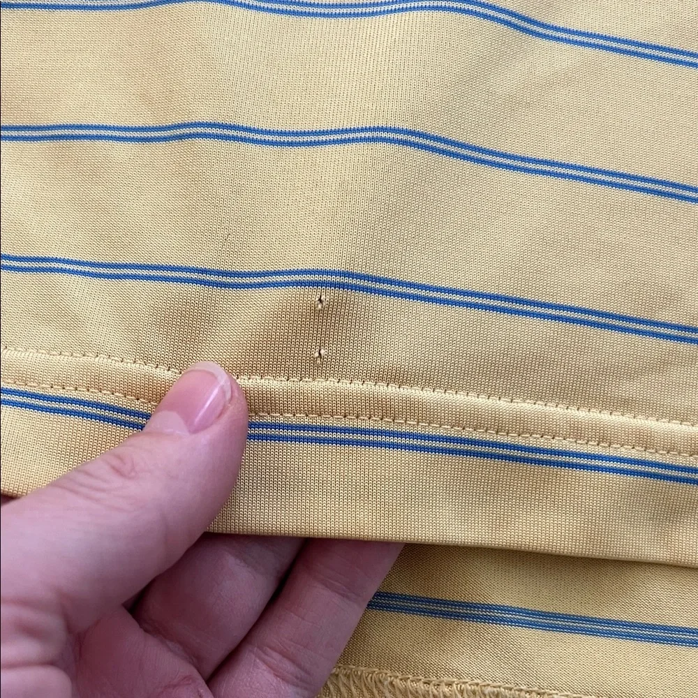 adidas Yellow Polo with Blue Stripe Details